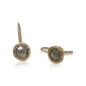 E11 - "Circles Around the Moon Earrings" Stunning Gold Bezeled Raw Diamond Earrings