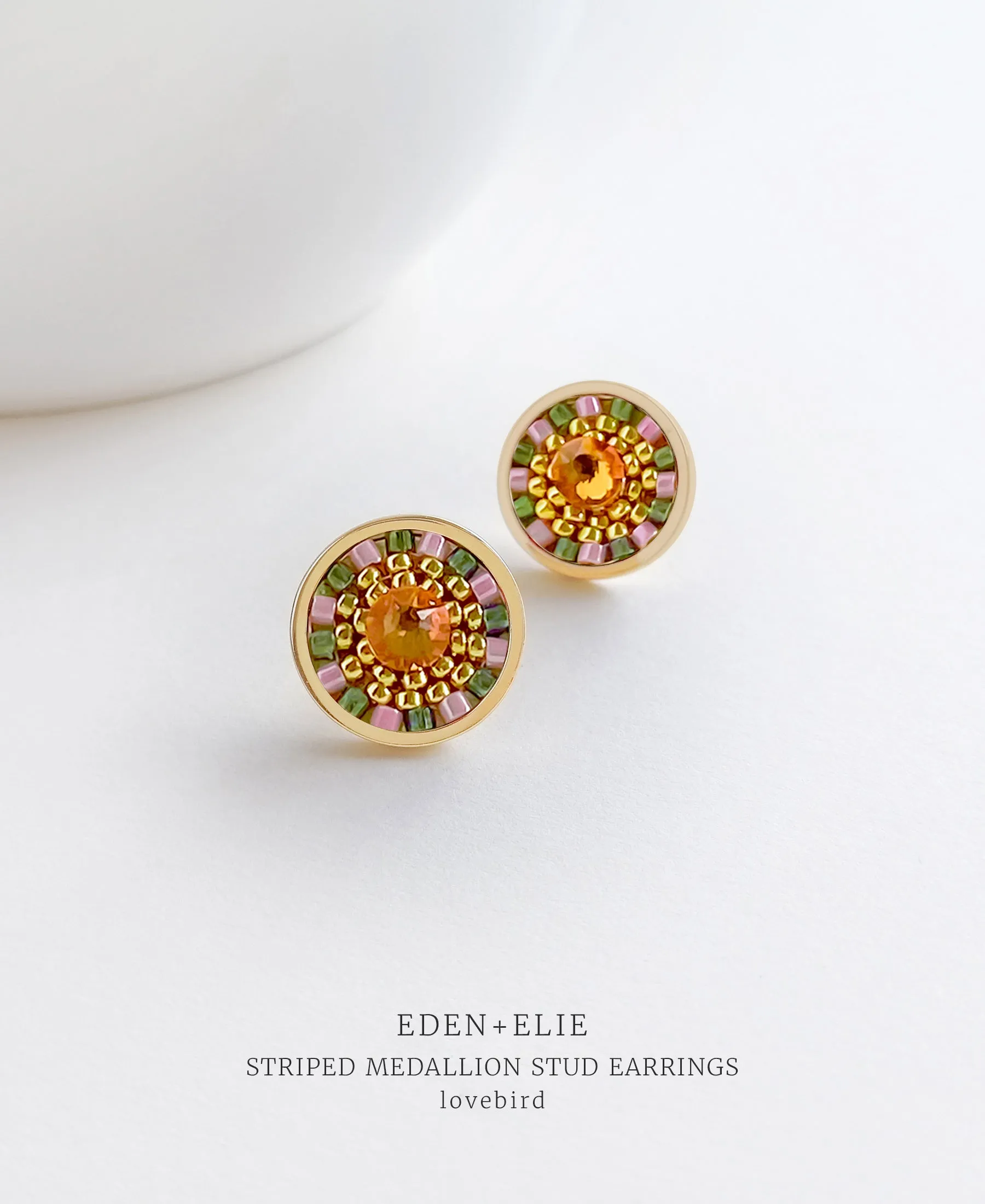 EDEN   ELIE Striped Medallion stud earrings - Lovebird