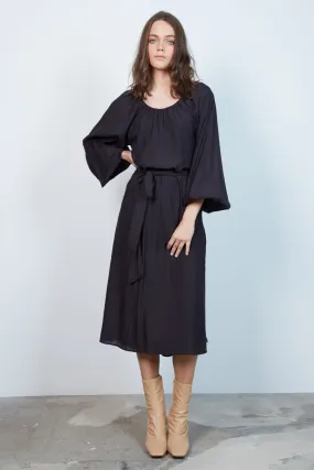 Either Way Black LS Midi Dress