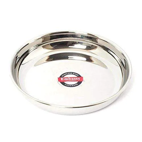 Embassy Rice Plate, Size 3, 12.5 cms (Pack of 6, Stainless Steel)