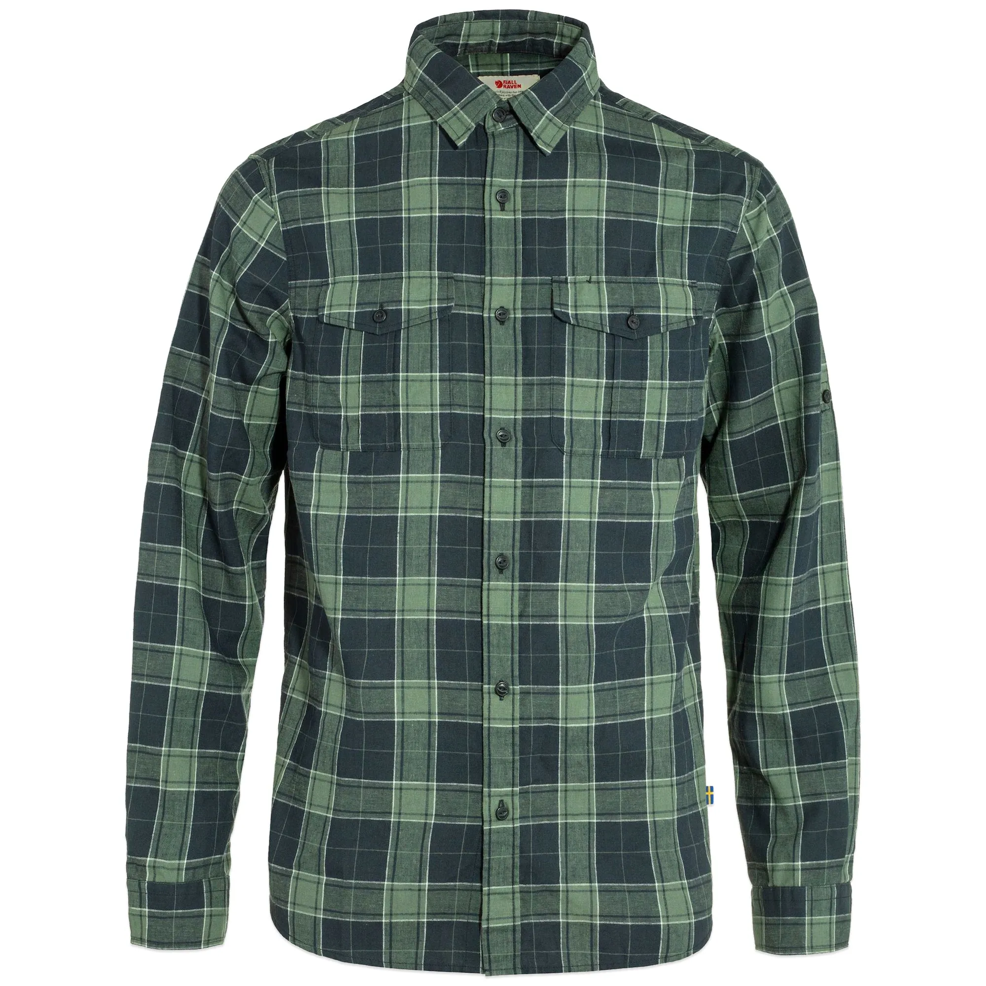 Fjallraven Ovik Travel Long Sleeve Shirt - Dark Navy / Patina Check