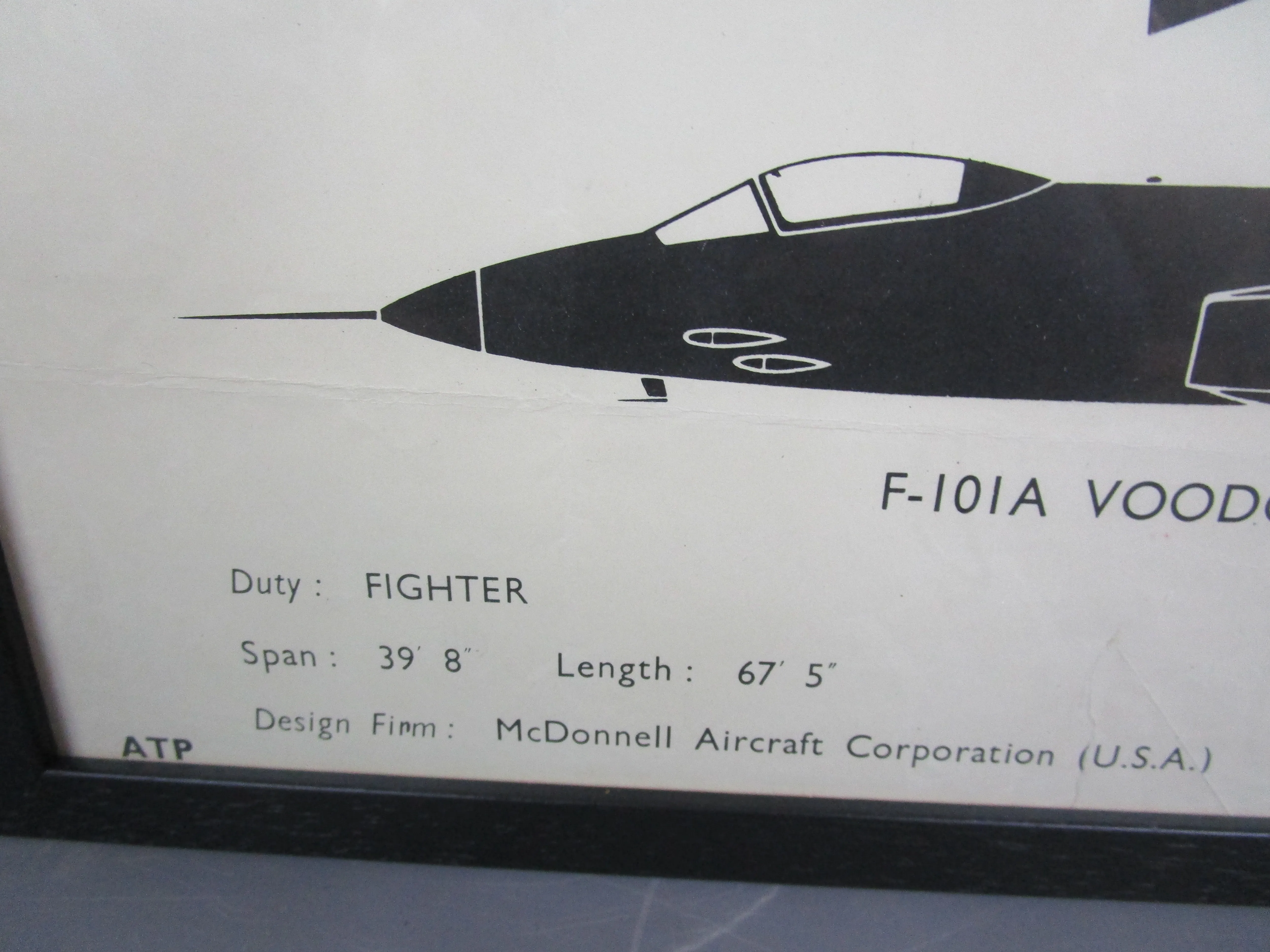 Framed Cold War Aircraft Recognition Poster F-101A Voodoo Vintage WW2 c1948