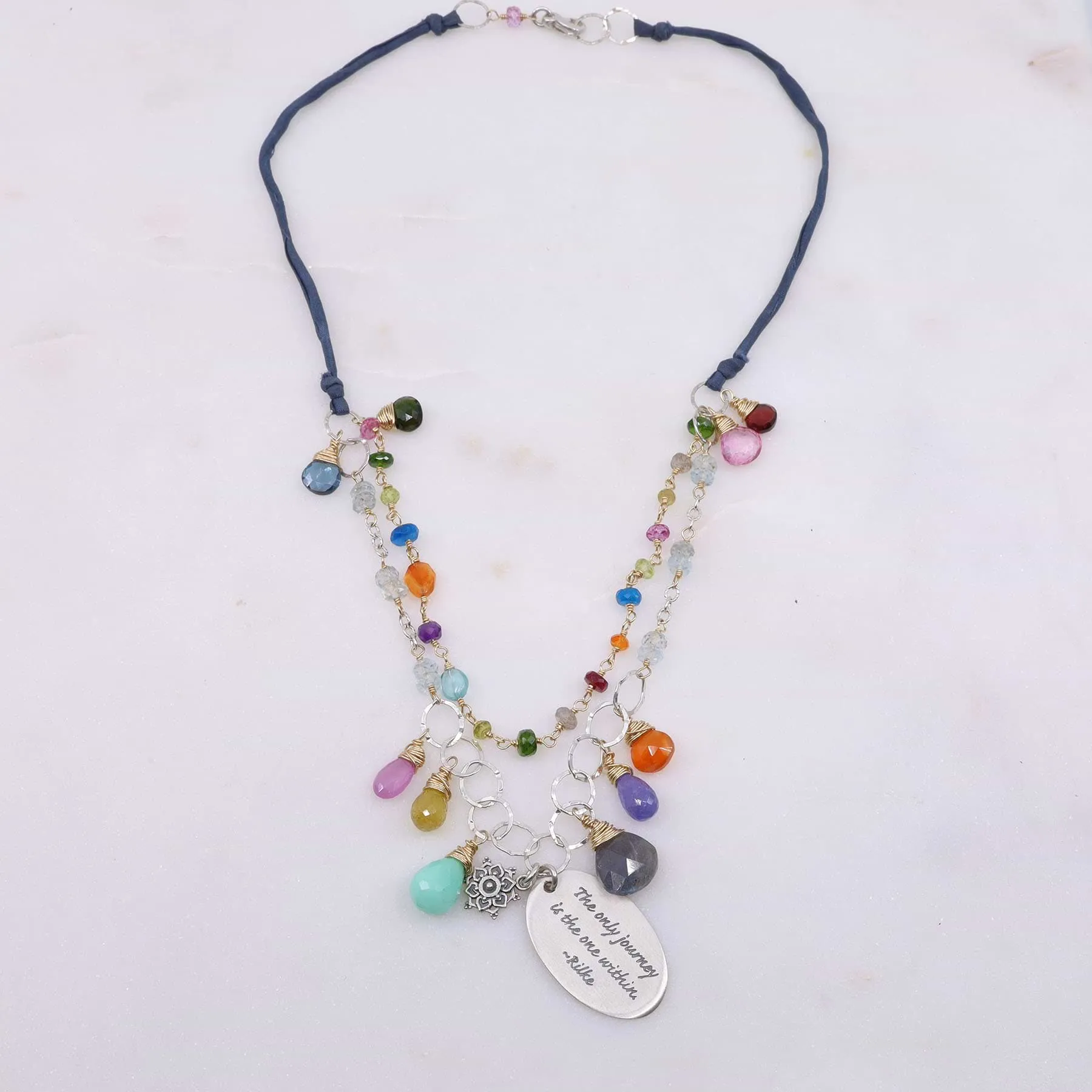 Free Hippie - Double-Strand Multi-Gemstone Necklace