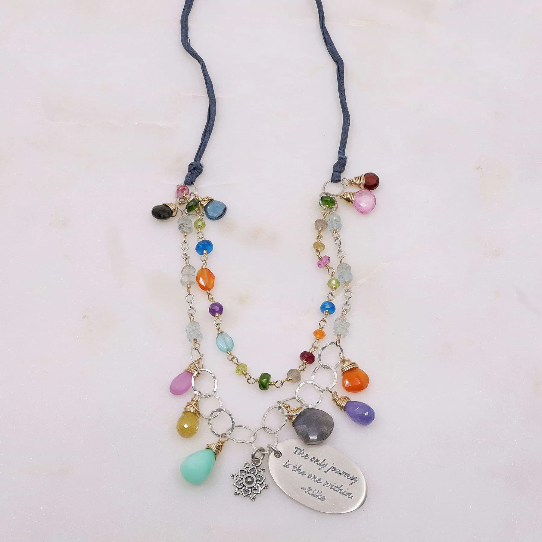 Free Hippie - Double-Strand Multi-Gemstone Necklace