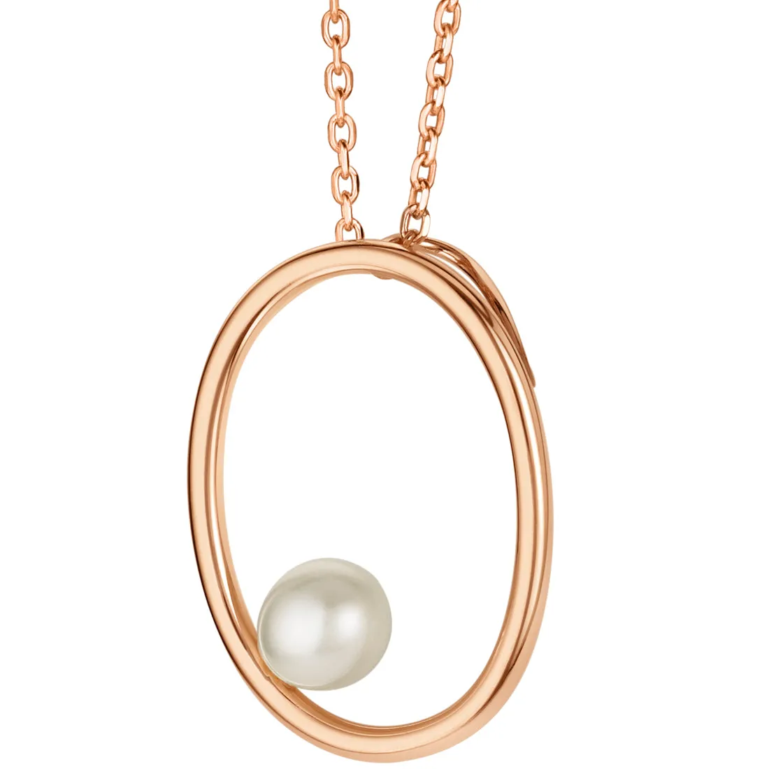 Freshwater Cultured Pearl Gravity Circle Pendant in Sterling Silver