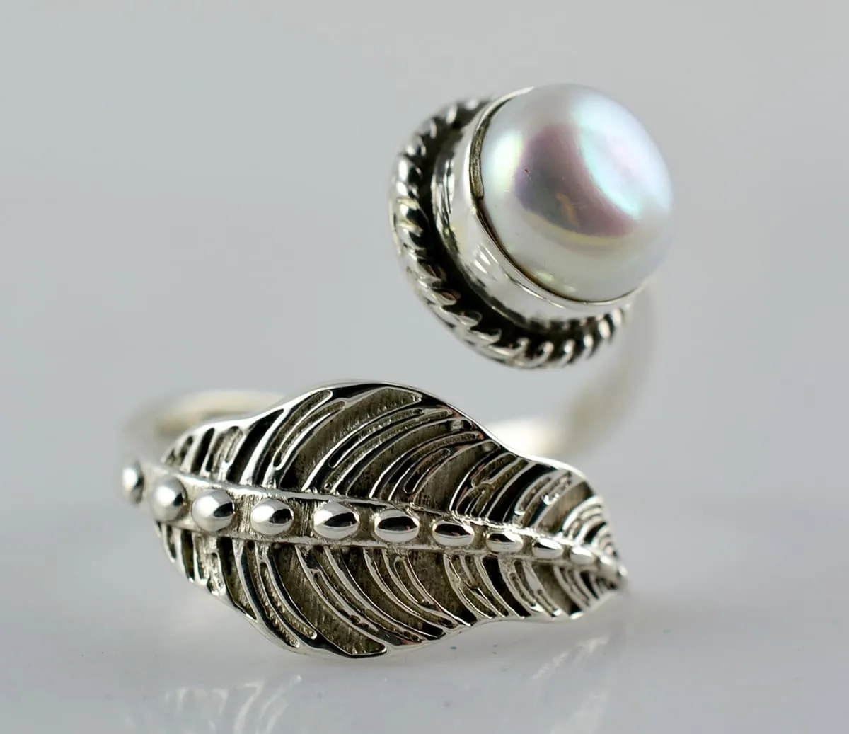 Freshwater Pearl 925 Solid Sterling Silver Handmade Ring Size 4 - 13 US