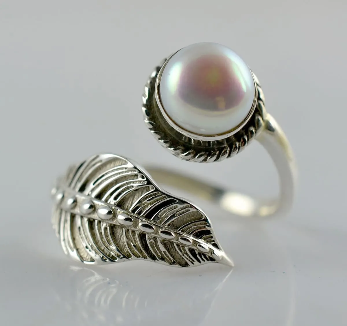 Freshwater Pearl 925 Solid Sterling Silver Handmade Ring Size 4 - 13 US