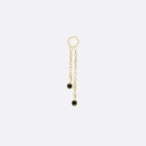 Gemmed Cascade 2 Charm - 14K YELLOW - Black Diamond