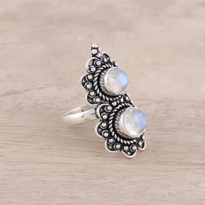 Genuine Moonstone Boho 925 Sterling Silver Ring, Handcrafted Jewelry, Gift For Your Love