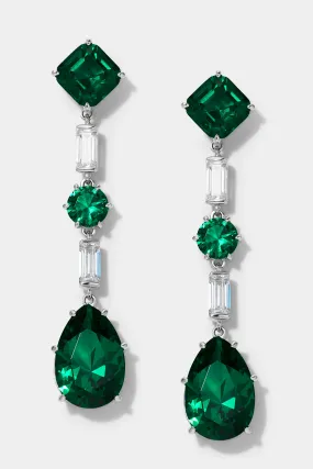 GLITZ GREEN XL  LINEAR EARRINGS