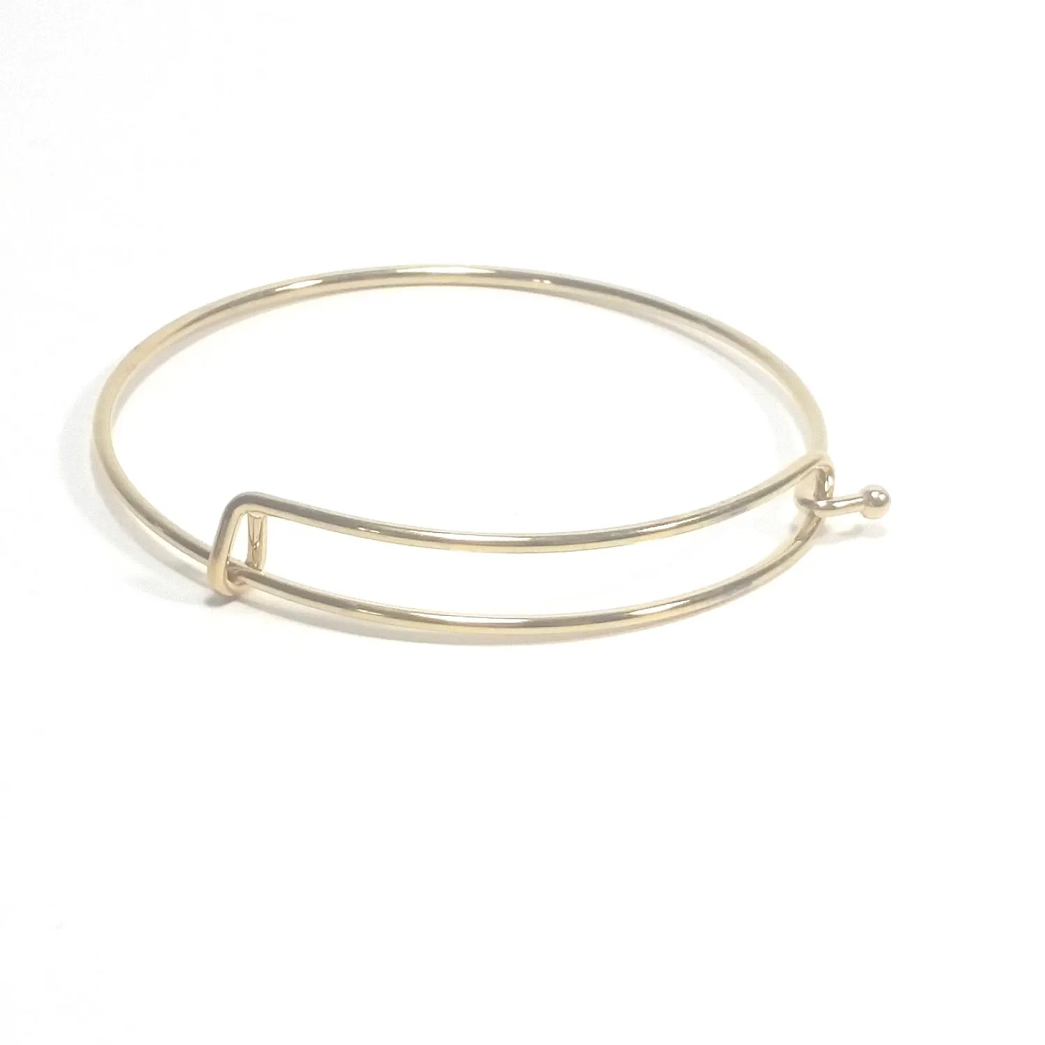 Gold Charm Bangle Bracelet Finding for Charms, 60mm diameter (less than about 7-1/2 inches), Lot Size 10 Pieces, #1803 G