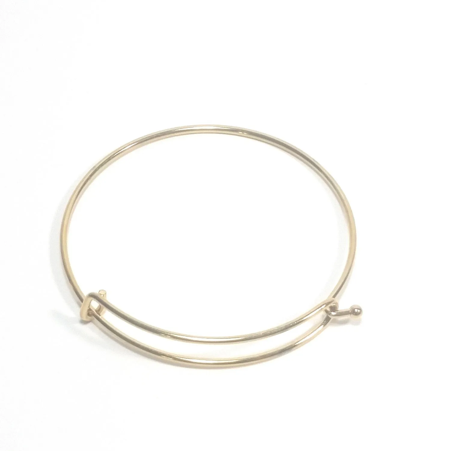 Gold Charm Bangle Bracelet Finding for Charms, 60mm diameter (less than about 7-1/2 inches), Lot Size 10 Pieces, #1803 G