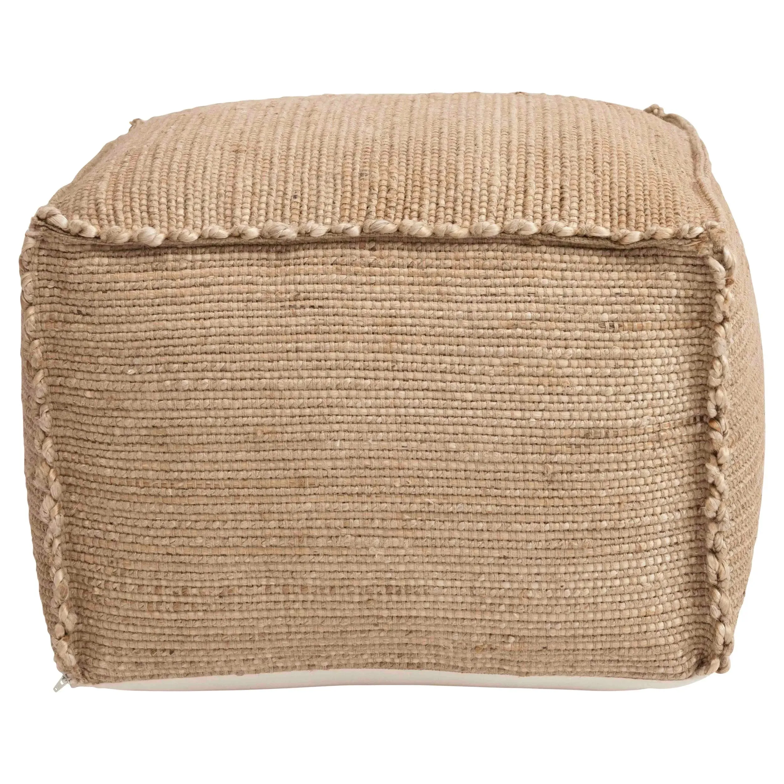 Hand-Woven Jute Pouf