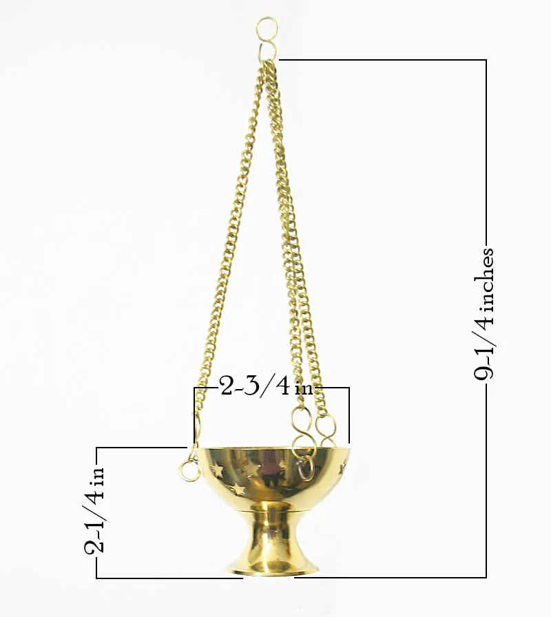 Hanging Brass Incense Burner With Cut-Out Stars