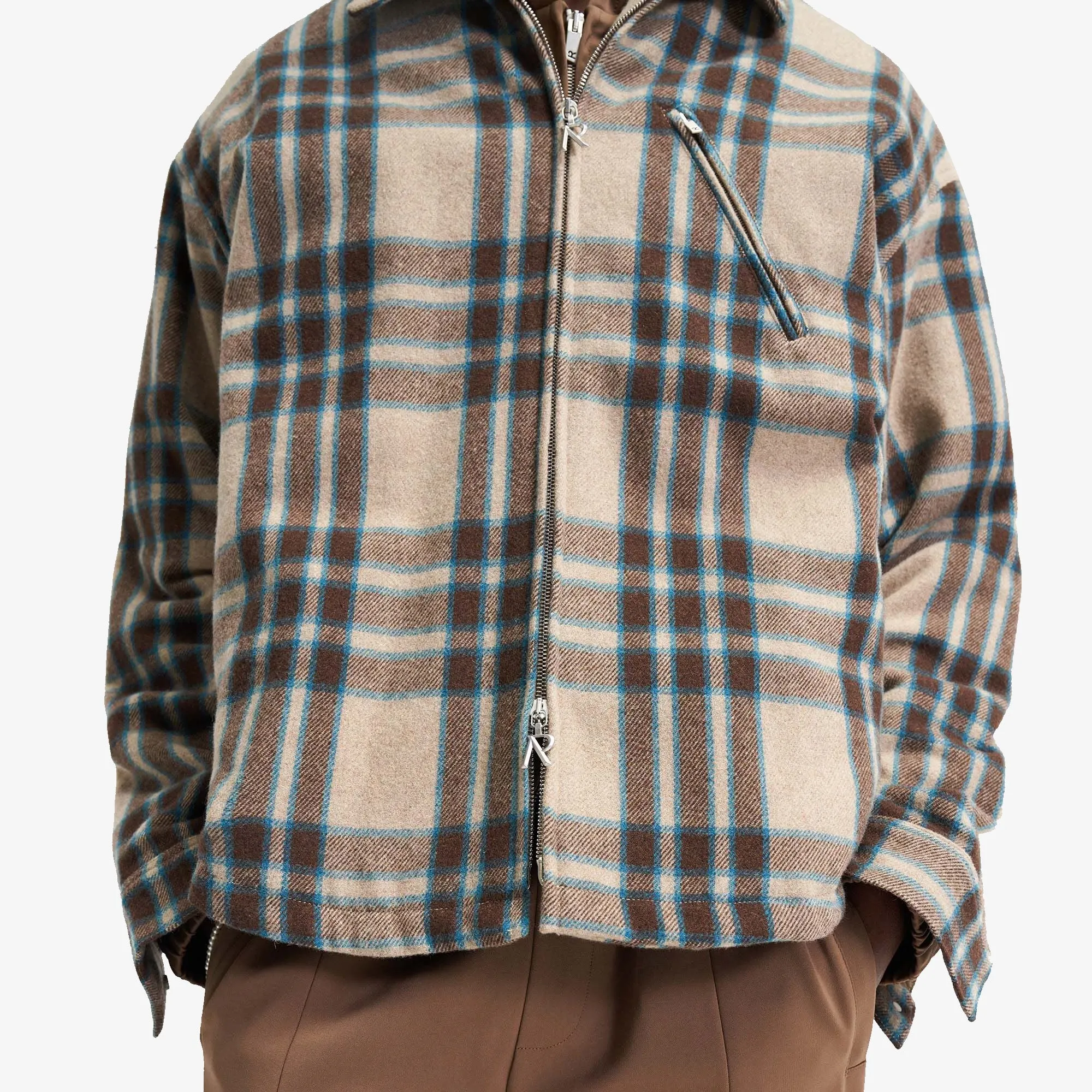 HEAVY ZIP OVERSHIRT 'BROWN CHECK'