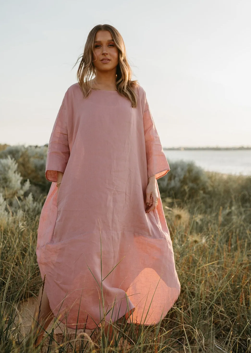 Joselin Linen Dress in Old Rose