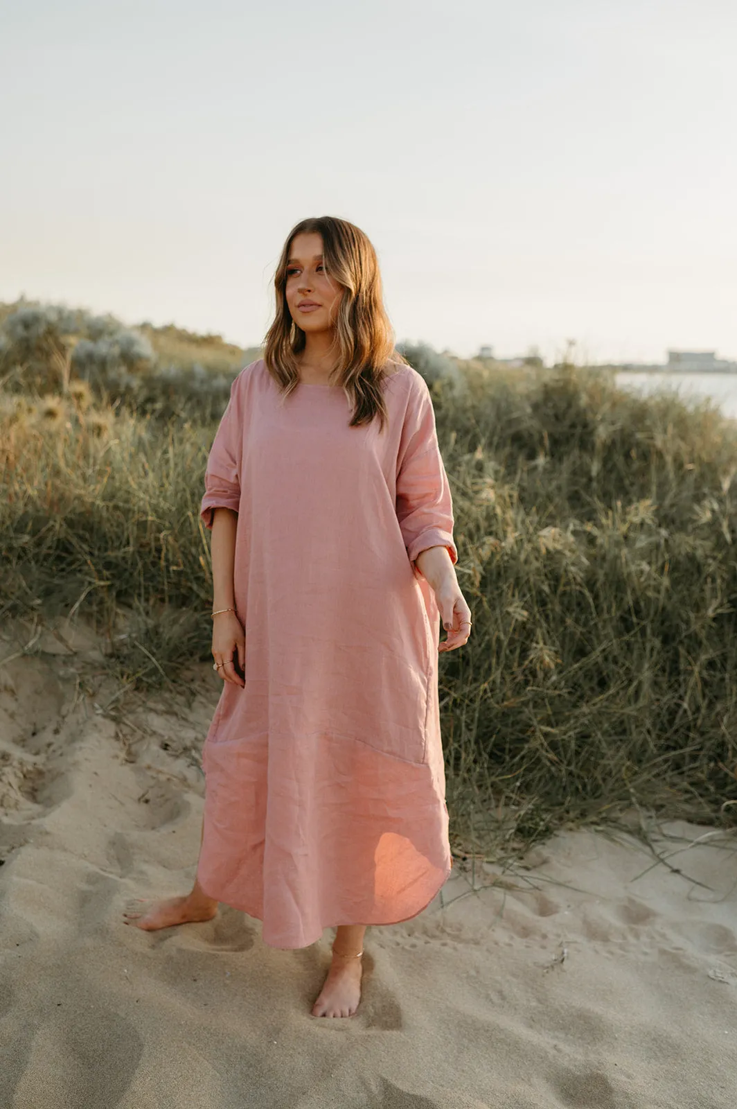 Joselin Linen Dress in Old Rose