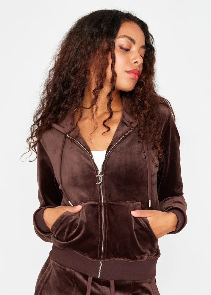 Juicy Couture Robertson Classic Velour Hoodie - Java Brown