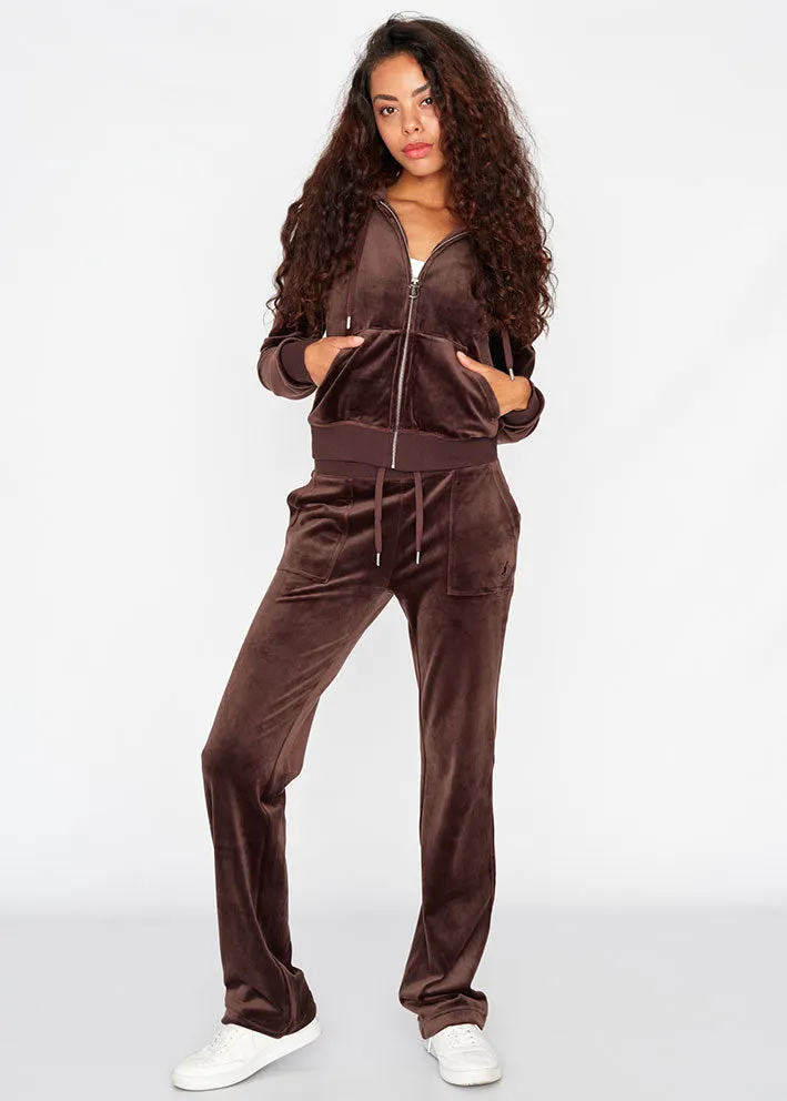 Juicy Couture Robertson Classic Velour Hoodie - Java Brown