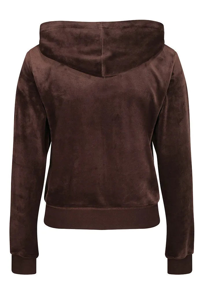 Juicy Couture Robertson Classic Velour Hoodie - Java Brown