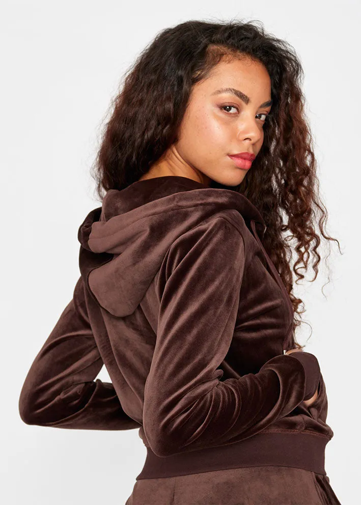 Juicy Couture Robertson Classic Velour Hoodie - Java Brown