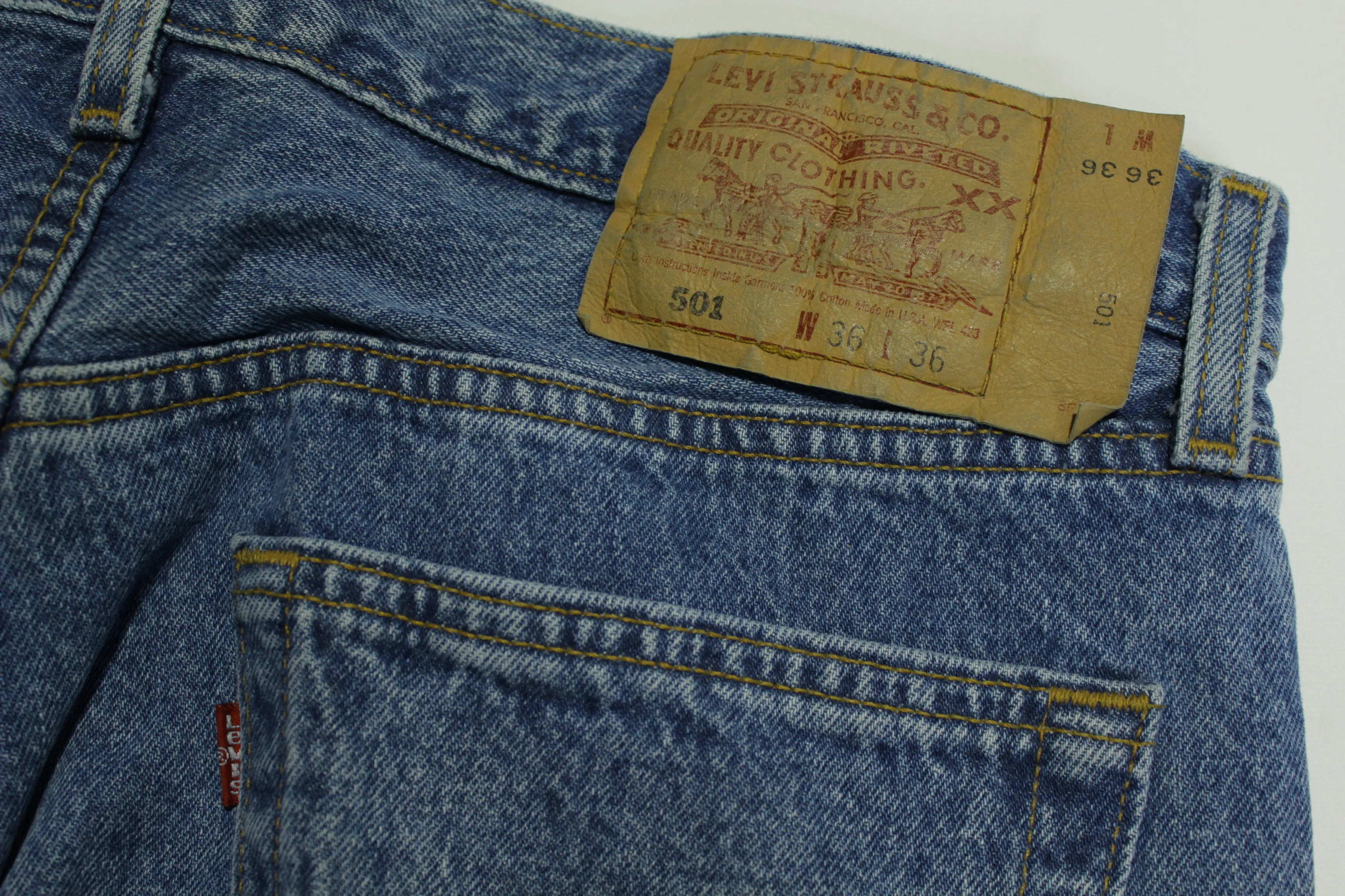 Levis 501 Button Fly Vintage 90's Denim Grunge Punk Red Tab Blue Jeans