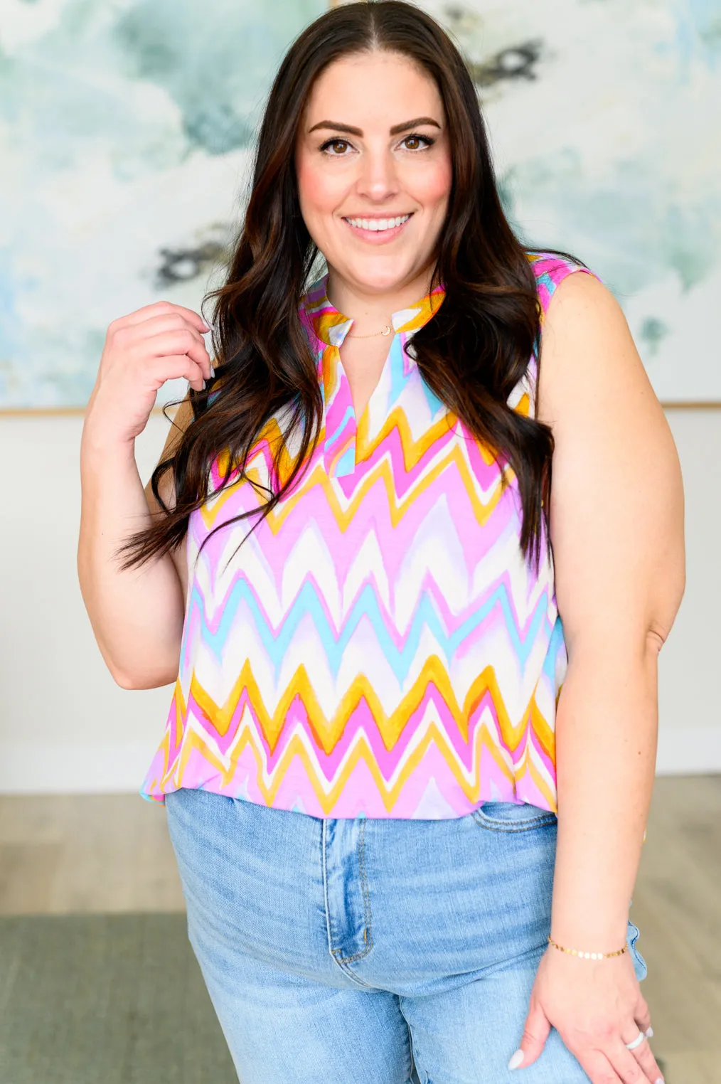 Lizzy Tank Top in Orange Multi Chevron - 4/12