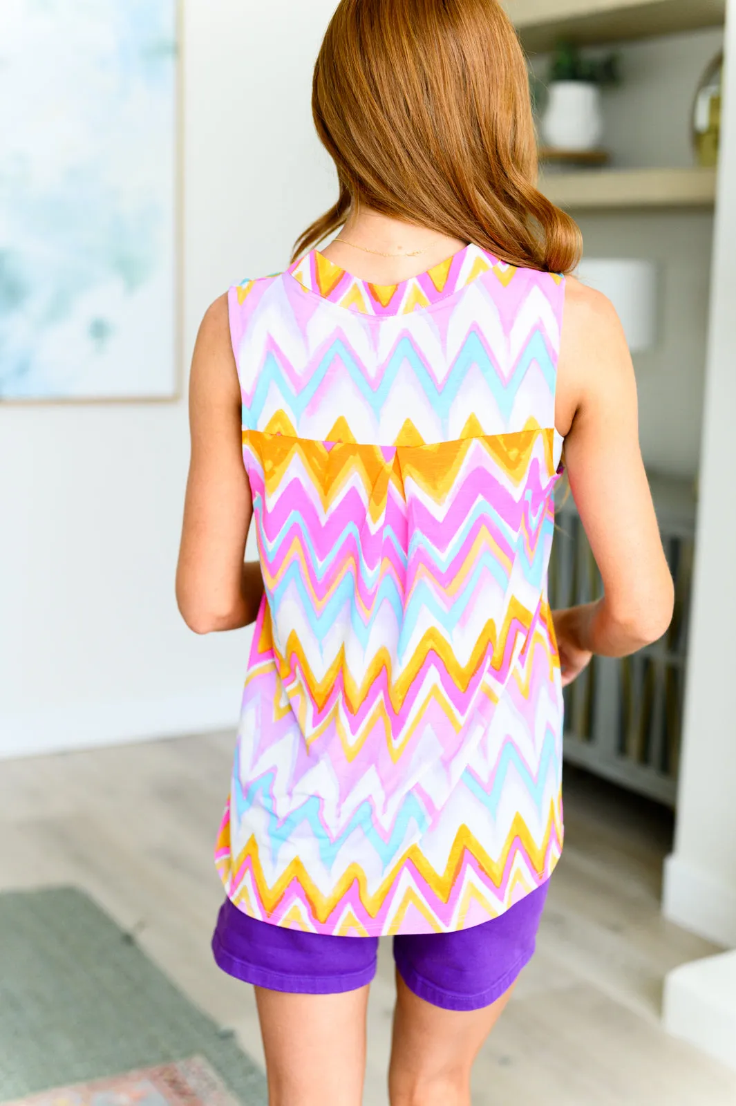 Lizzy Tank Top in Orange Multi Chevron - 4/12