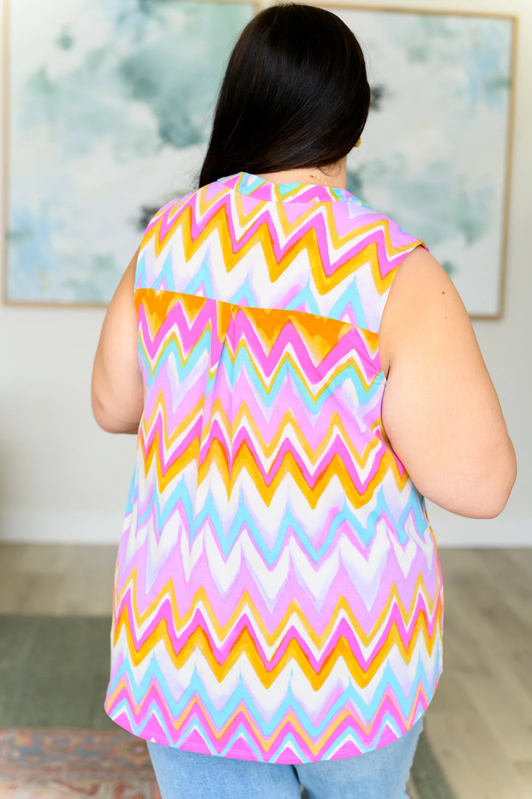 Lizzy Tank Top in Orange Multi Chevron - 4/12