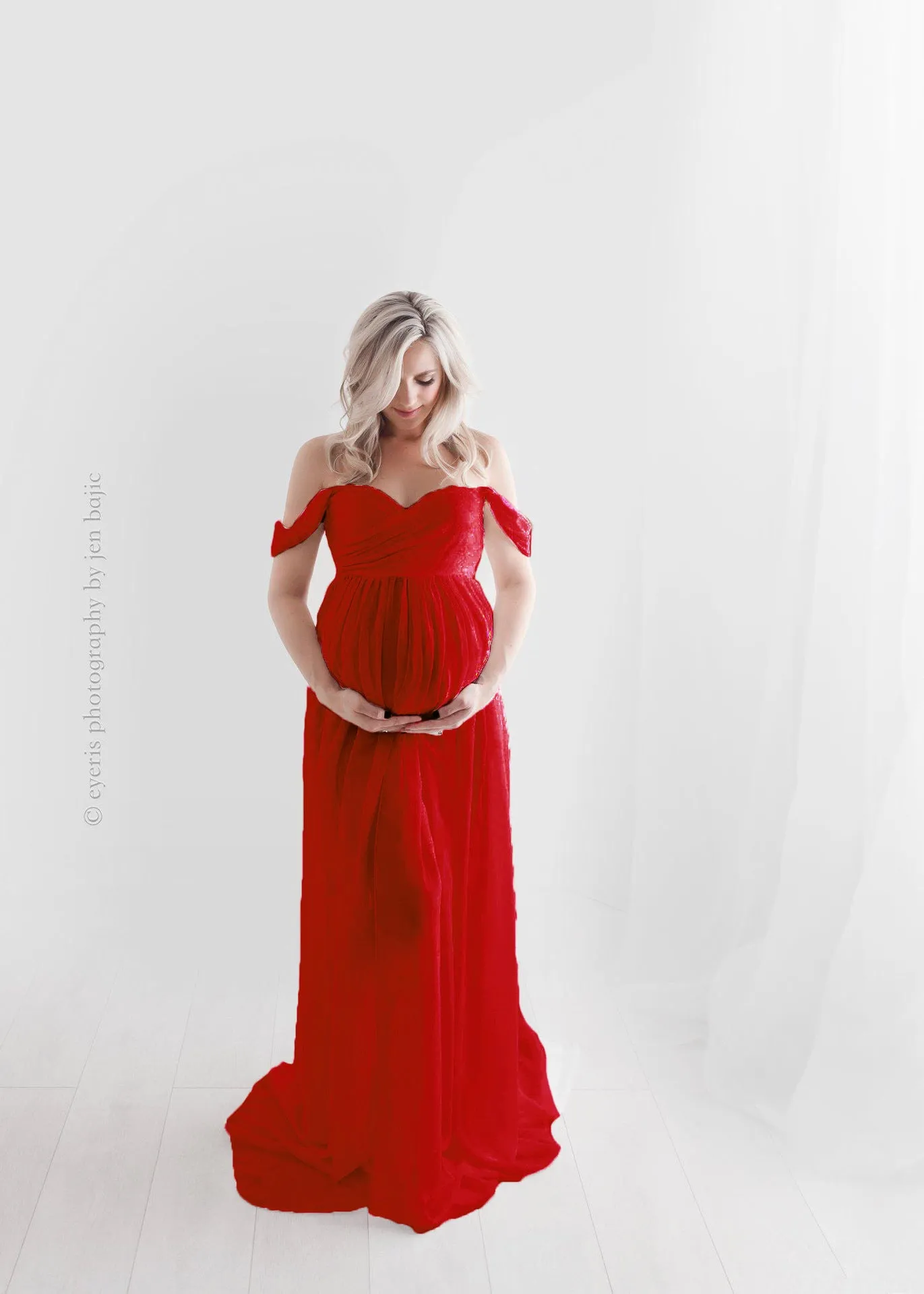 Maternity Shooting Solid Color Bustier Trailing Wraparound Dress