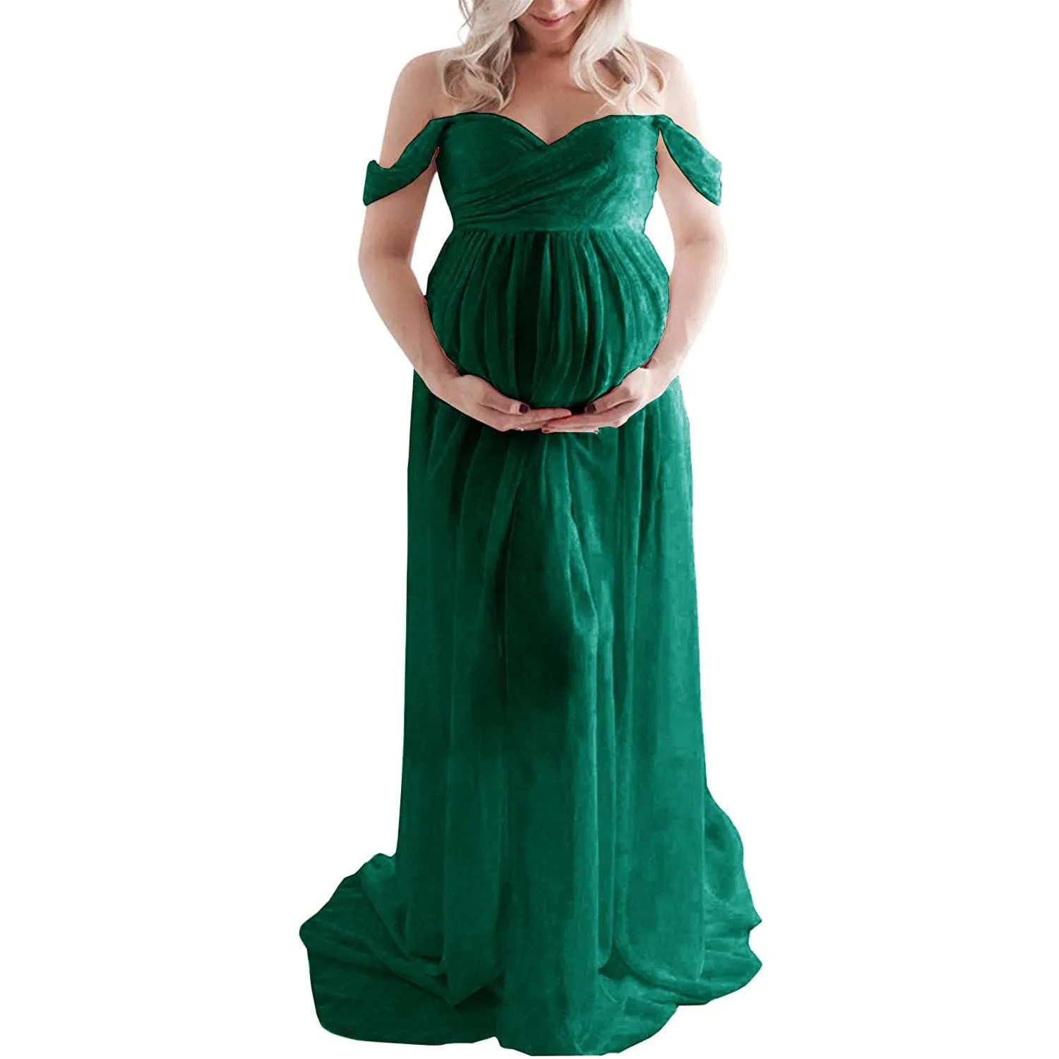 Maternity Shooting Solid Color Bustier Trailing Wraparound Dress