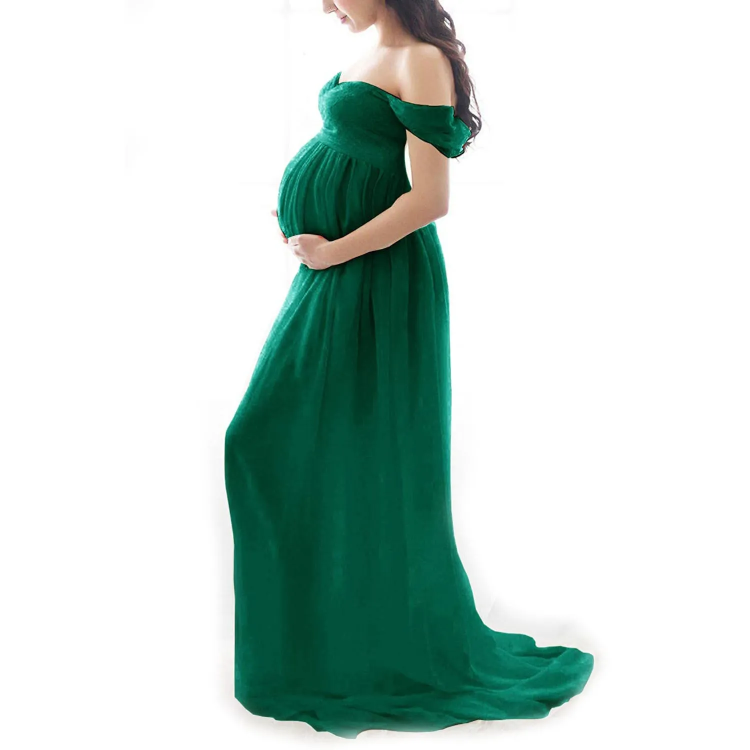 Maternity Shooting Solid Color Bustier Trailing Wraparound Dress