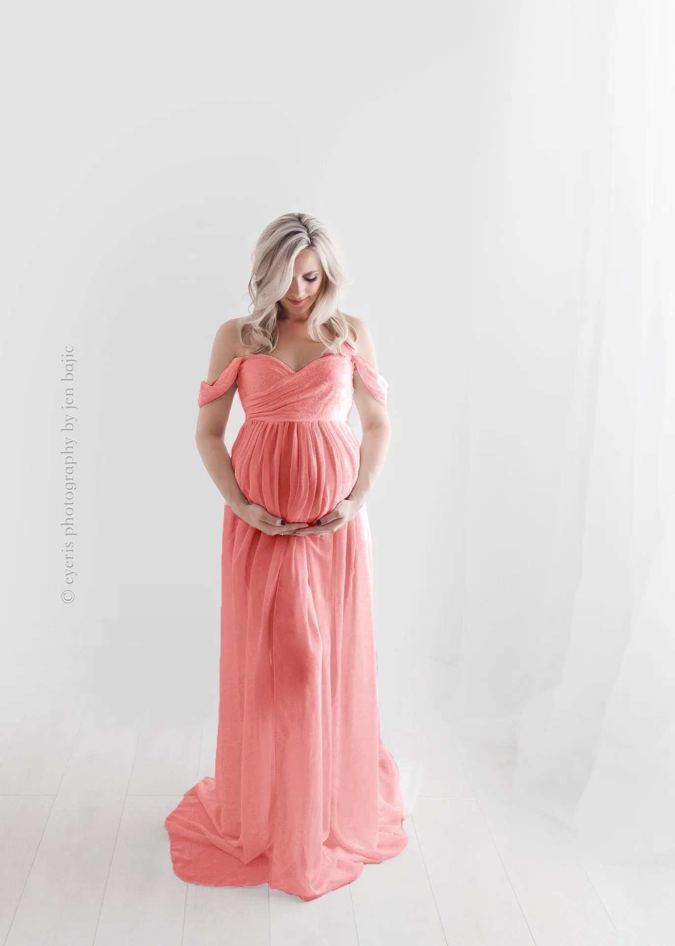 Maternity Shooting Solid Color Bustier Trailing Wraparound Dress