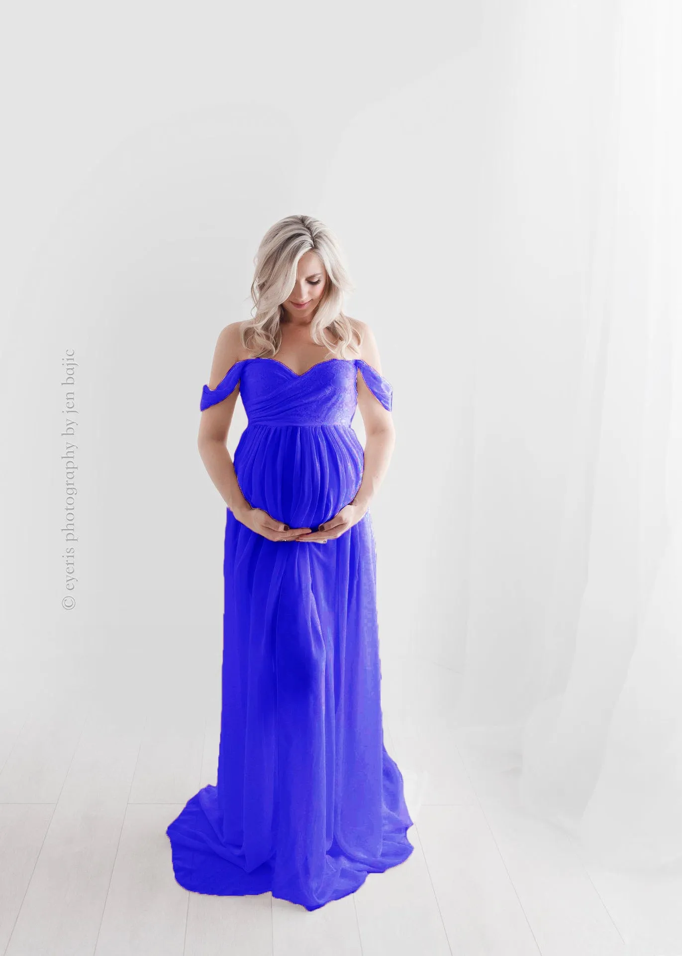 Maternity Shooting Solid Color Bustier Trailing Wraparound Dress