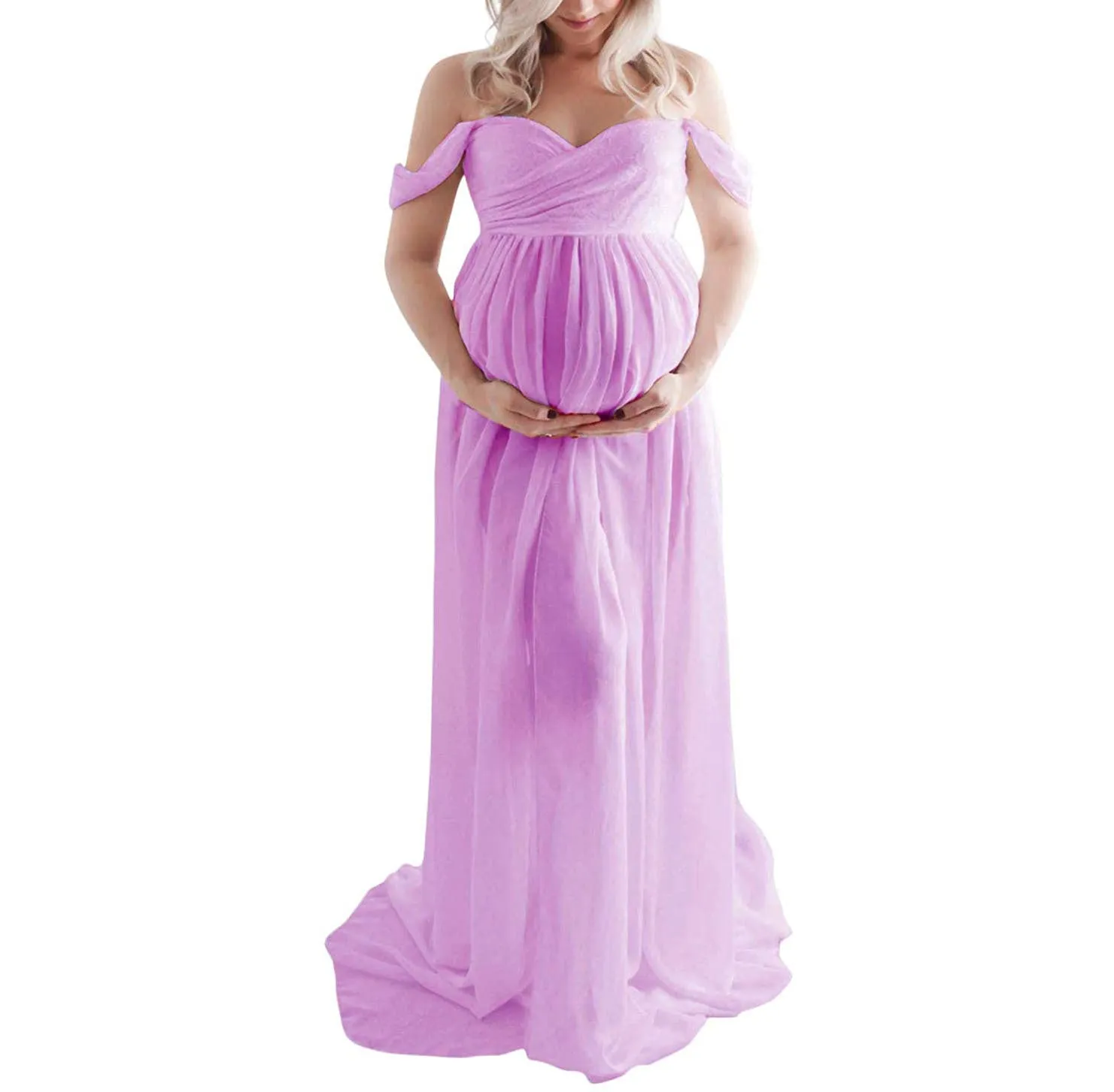 Maternity Shooting Solid Color Bustier Trailing Wraparound Dress