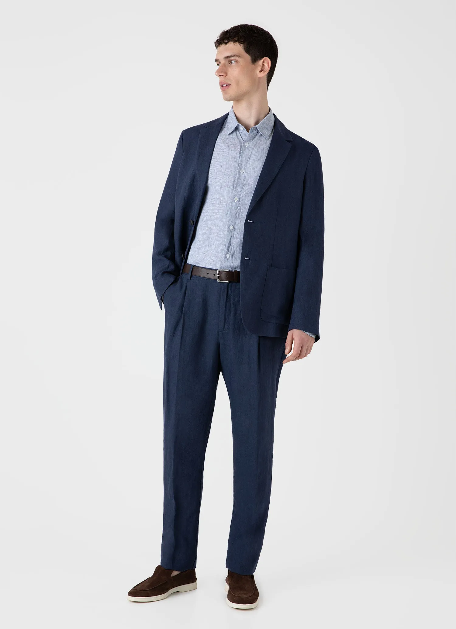 Men's Linen Two-Piece Suit in Navy