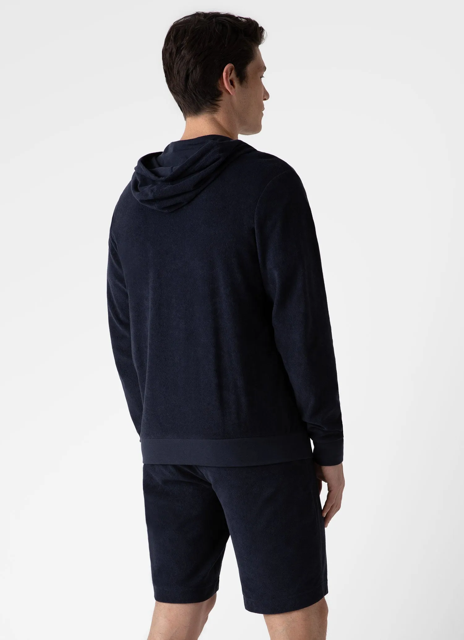 Men's Towelling Hoodie in Navy