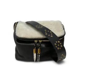 Mini Rough Night Crossbody - Natural Shearling & Black Leather