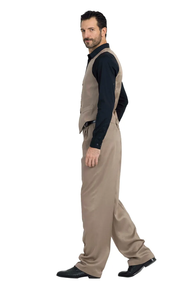 Mocha Men's Tango Pants With Two Pleats