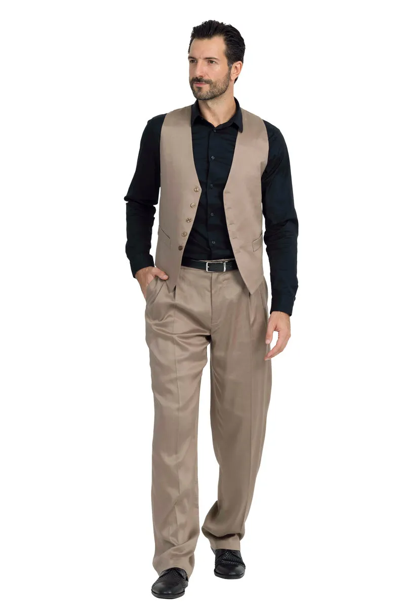 Mocha Men's Tango Pants With Two Pleats