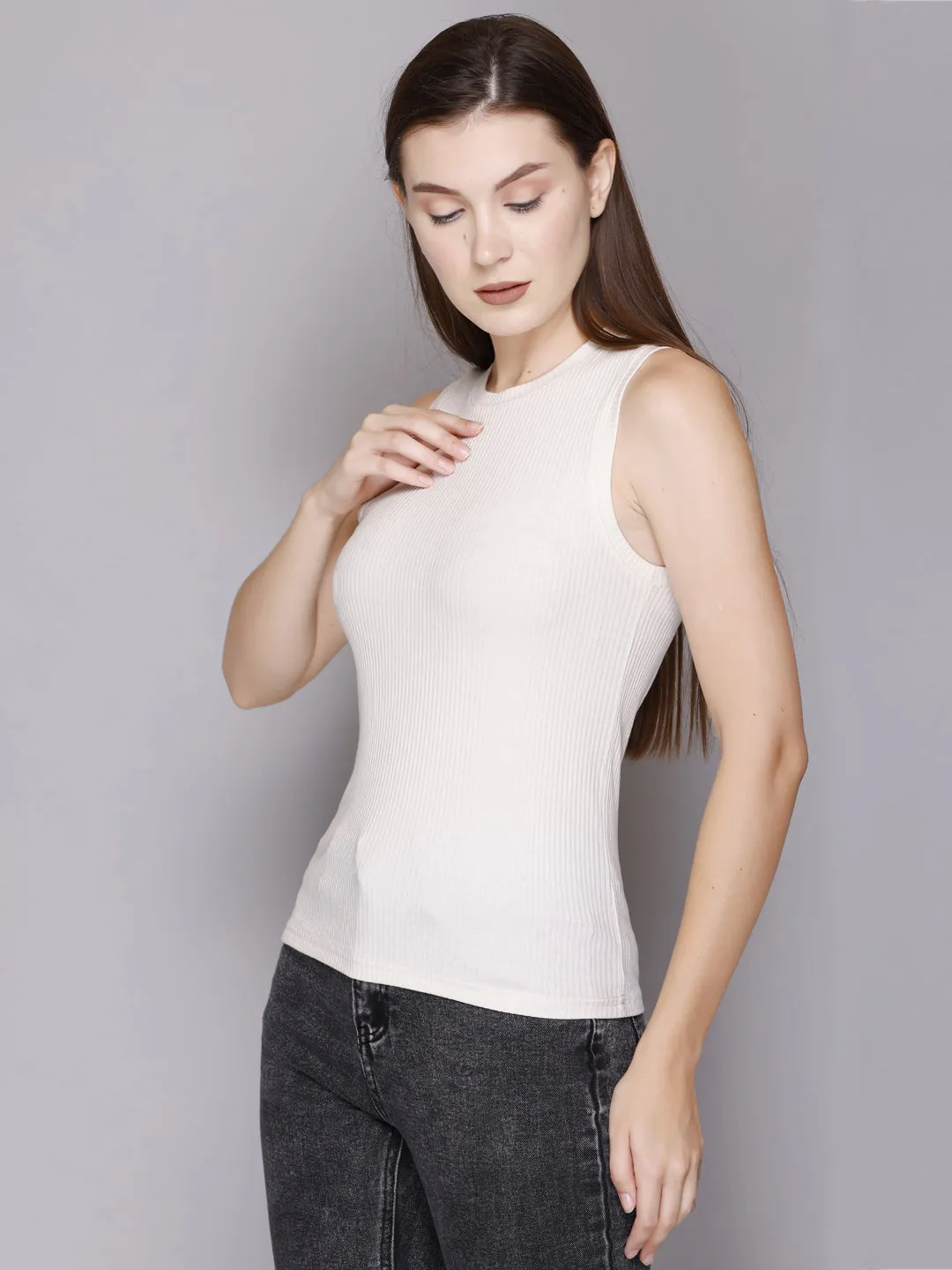 Modish Rib Tank Top-Women/Girls