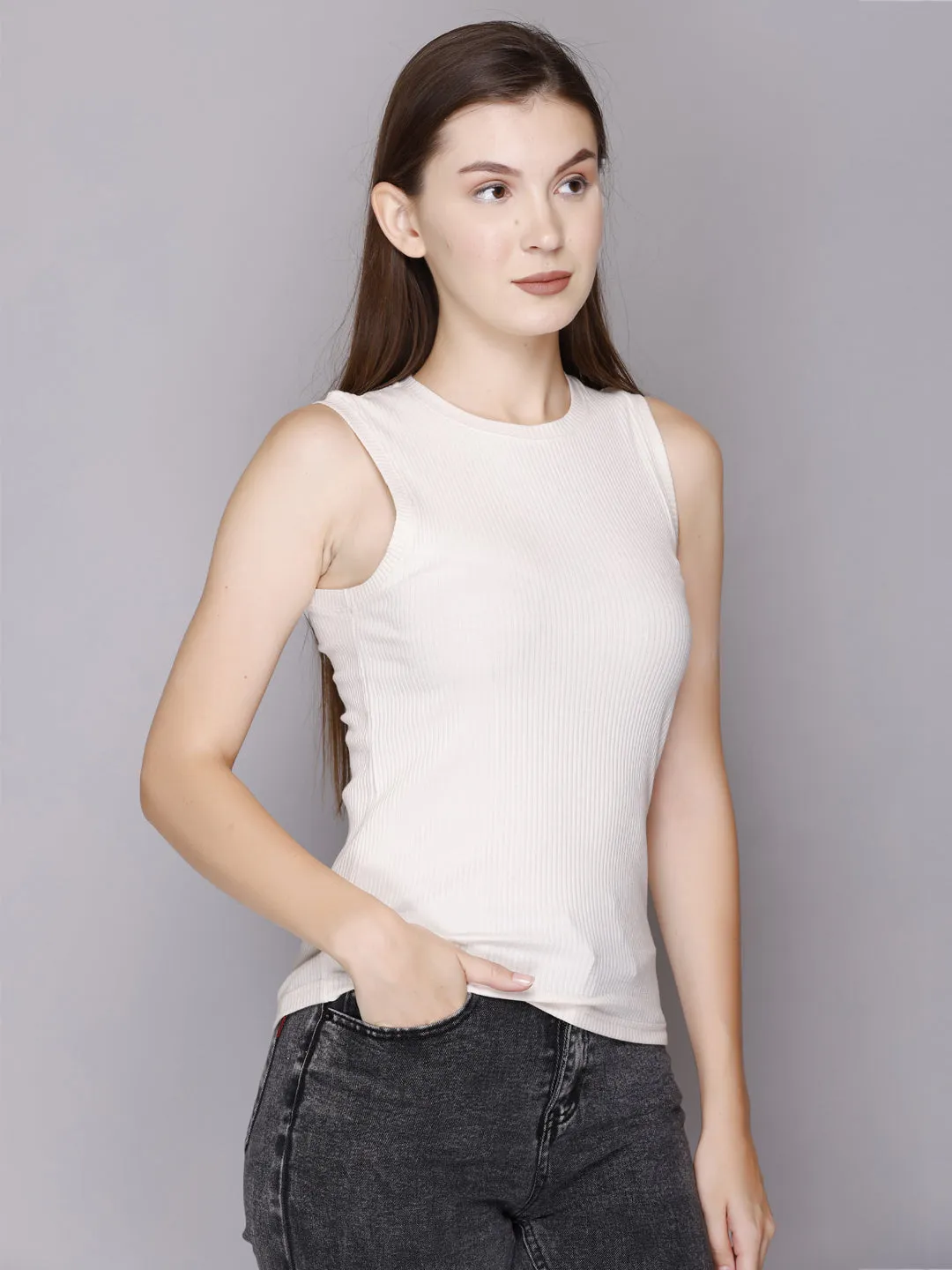 Modish Rib Tank Top-Women/Girls