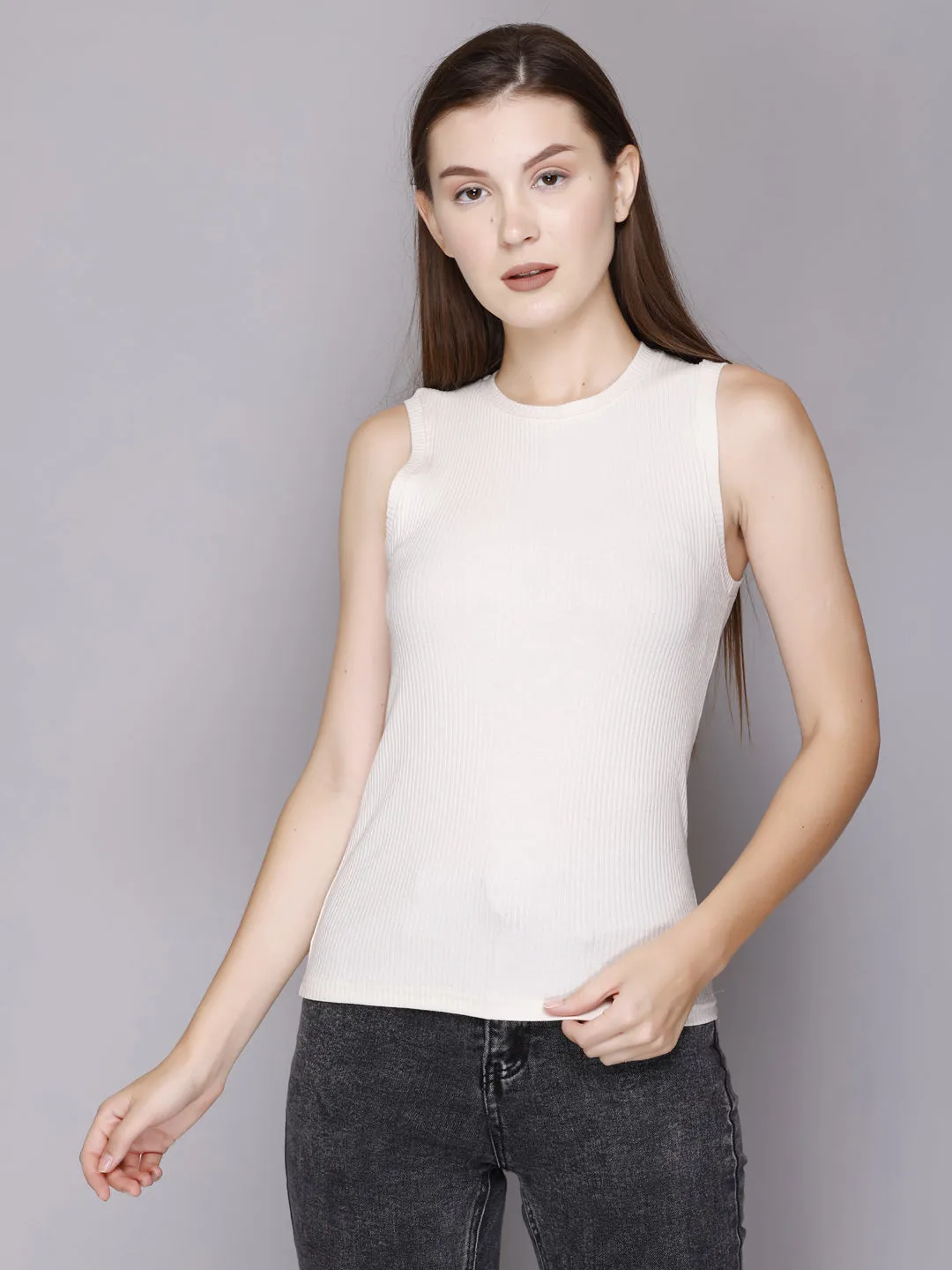 Modish Rib Tank Top-Women/Girls