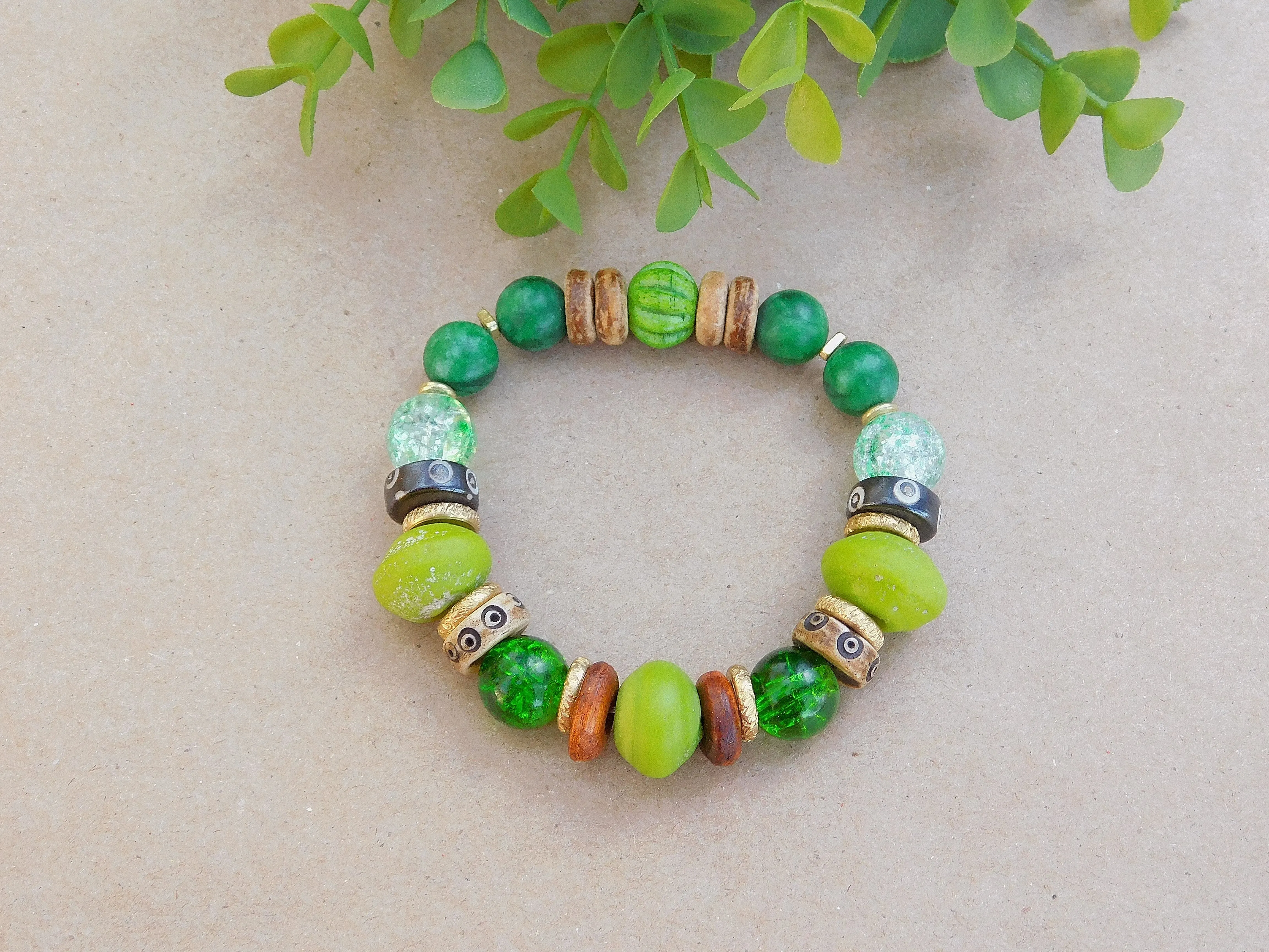 Multi Media Green Bracelet