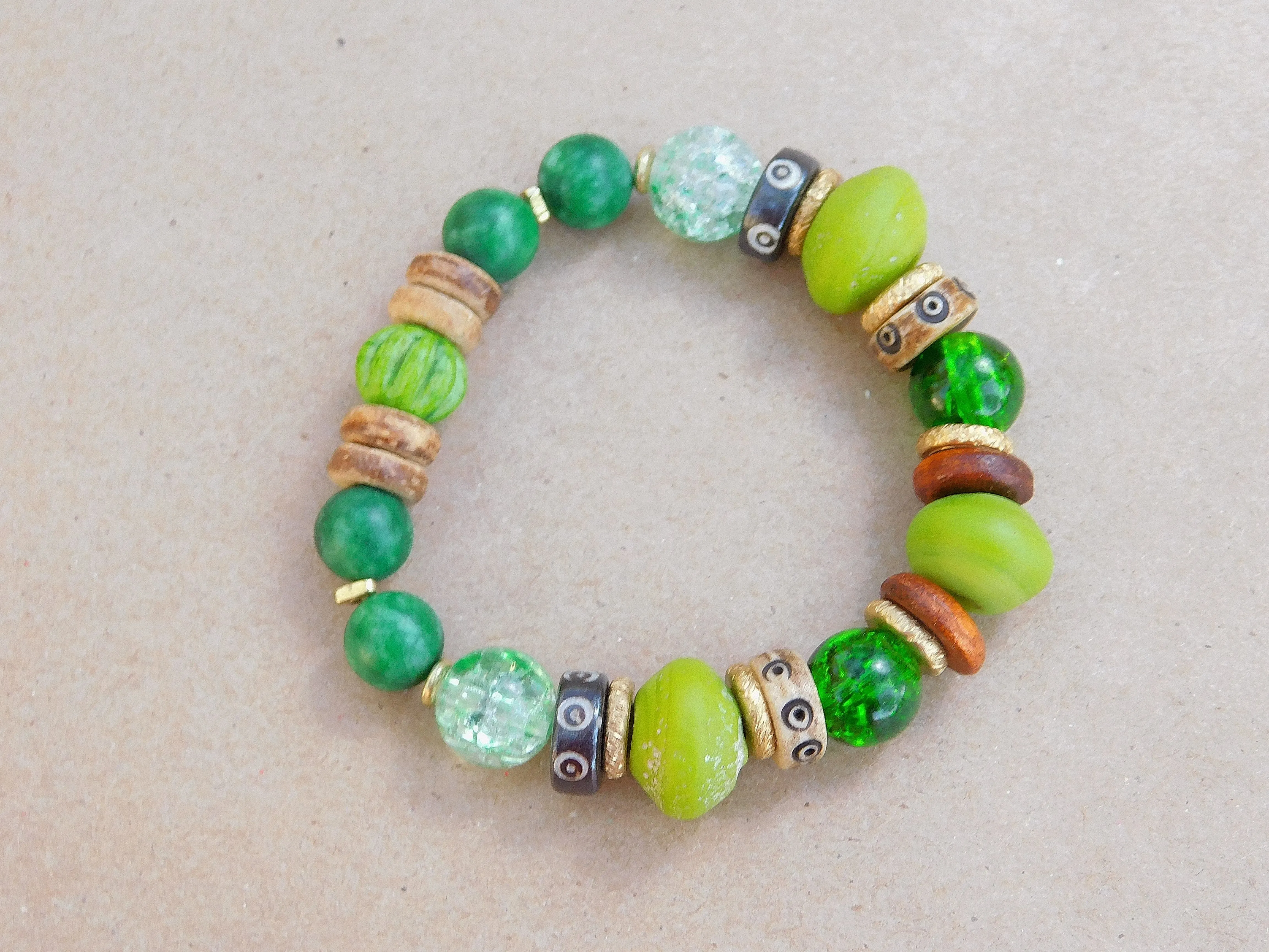 Multi Media Green Bracelet