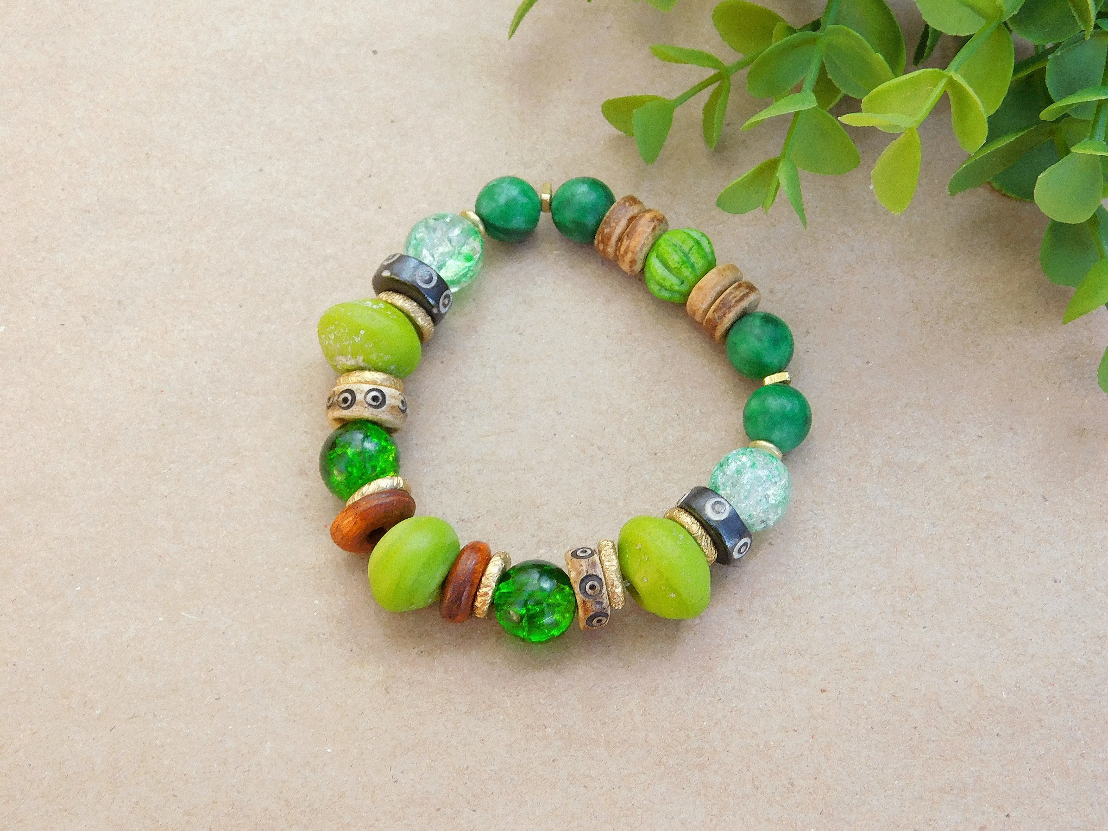 Multi Media Green Bracelet