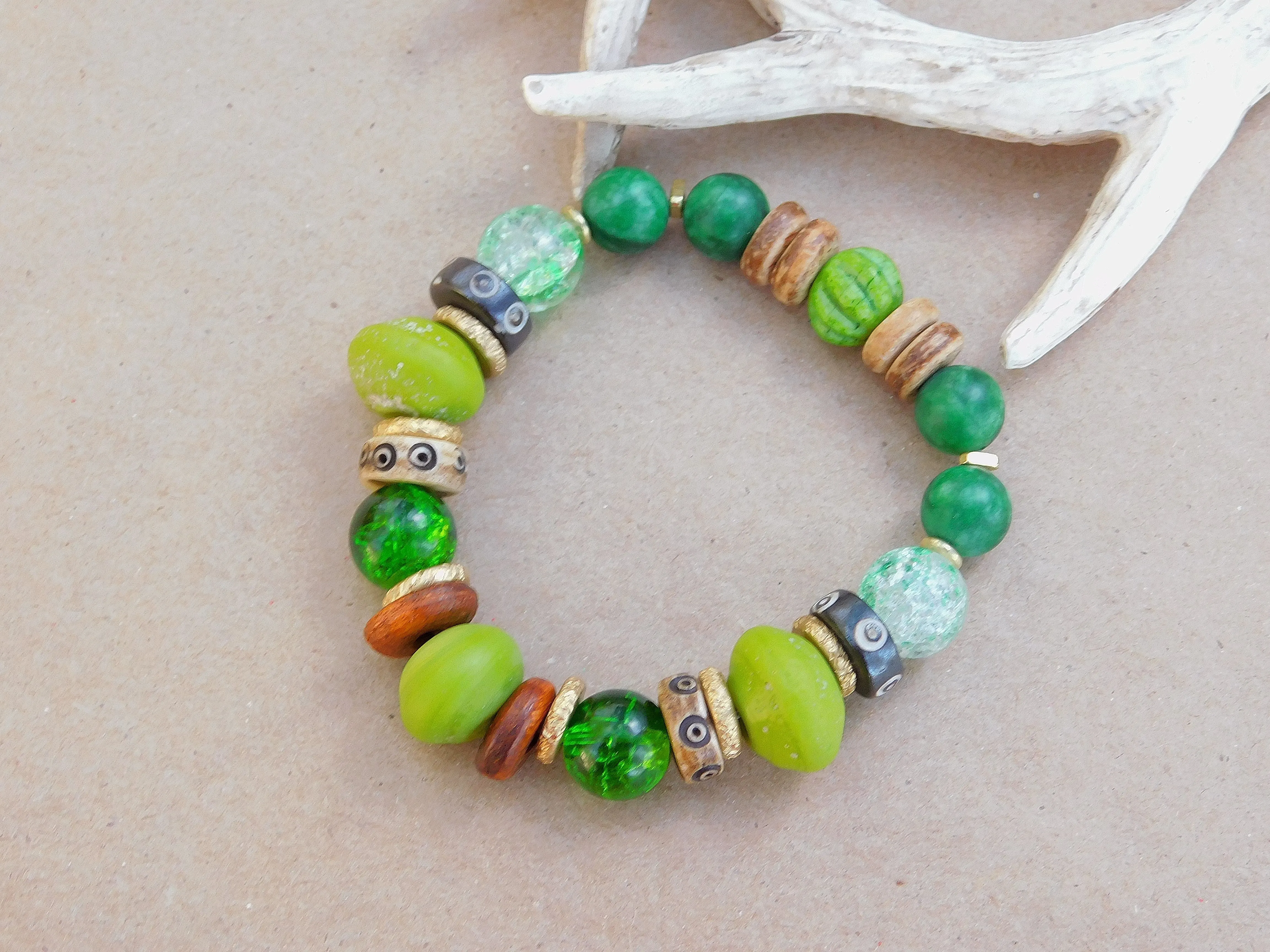 Multi Media Green Bracelet