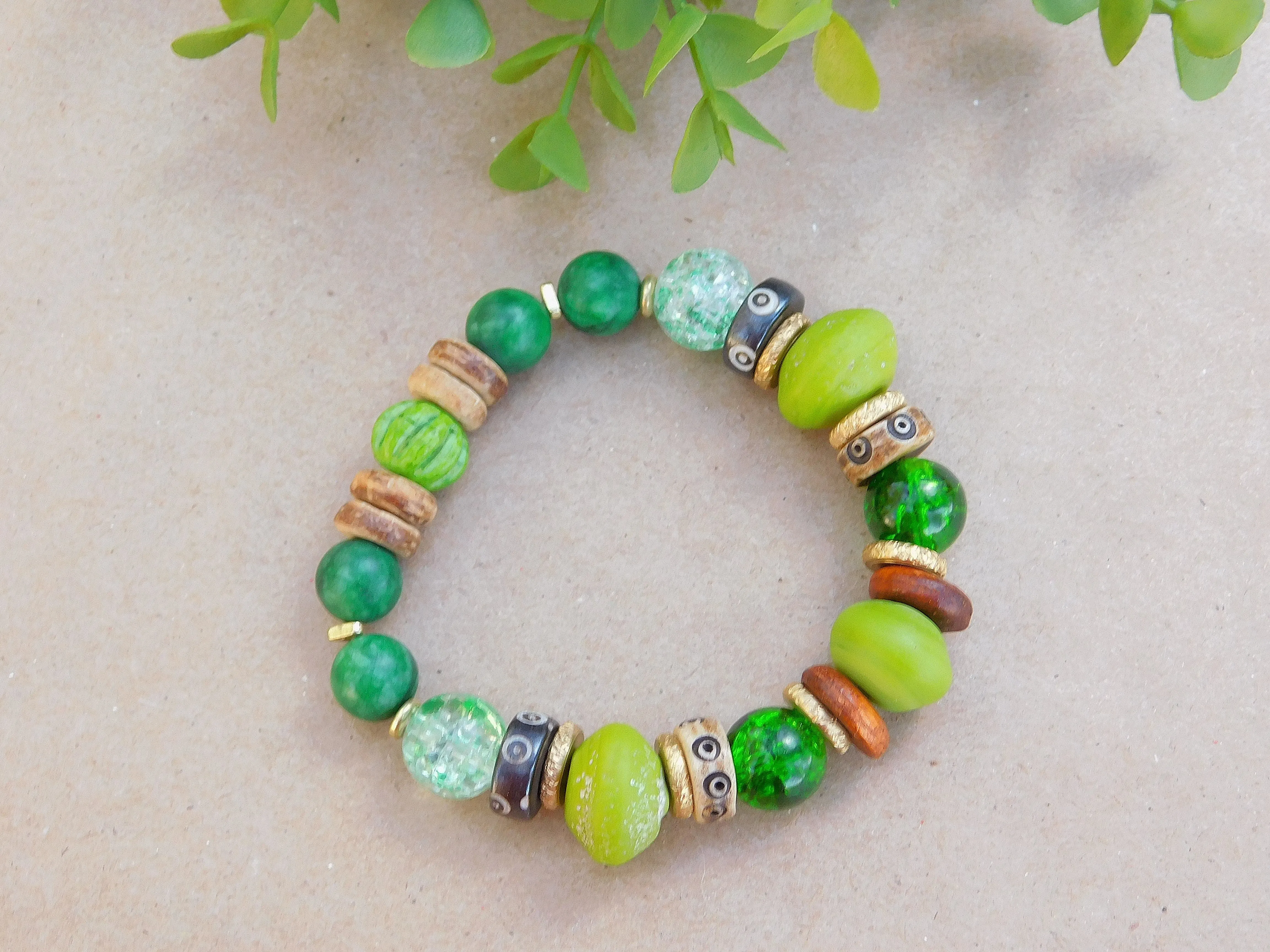 Multi Media Green Bracelet