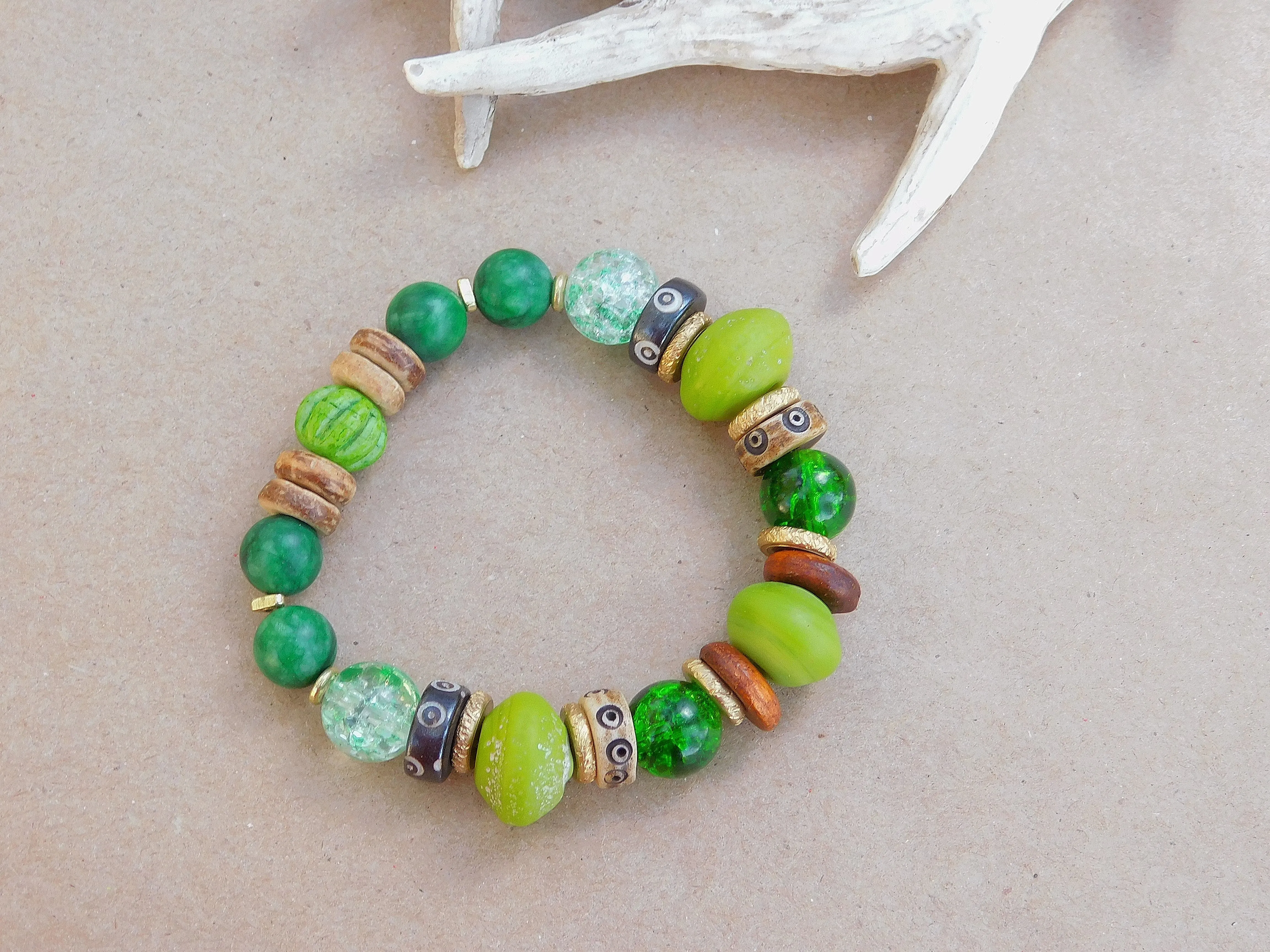 Multi Media Green Bracelet