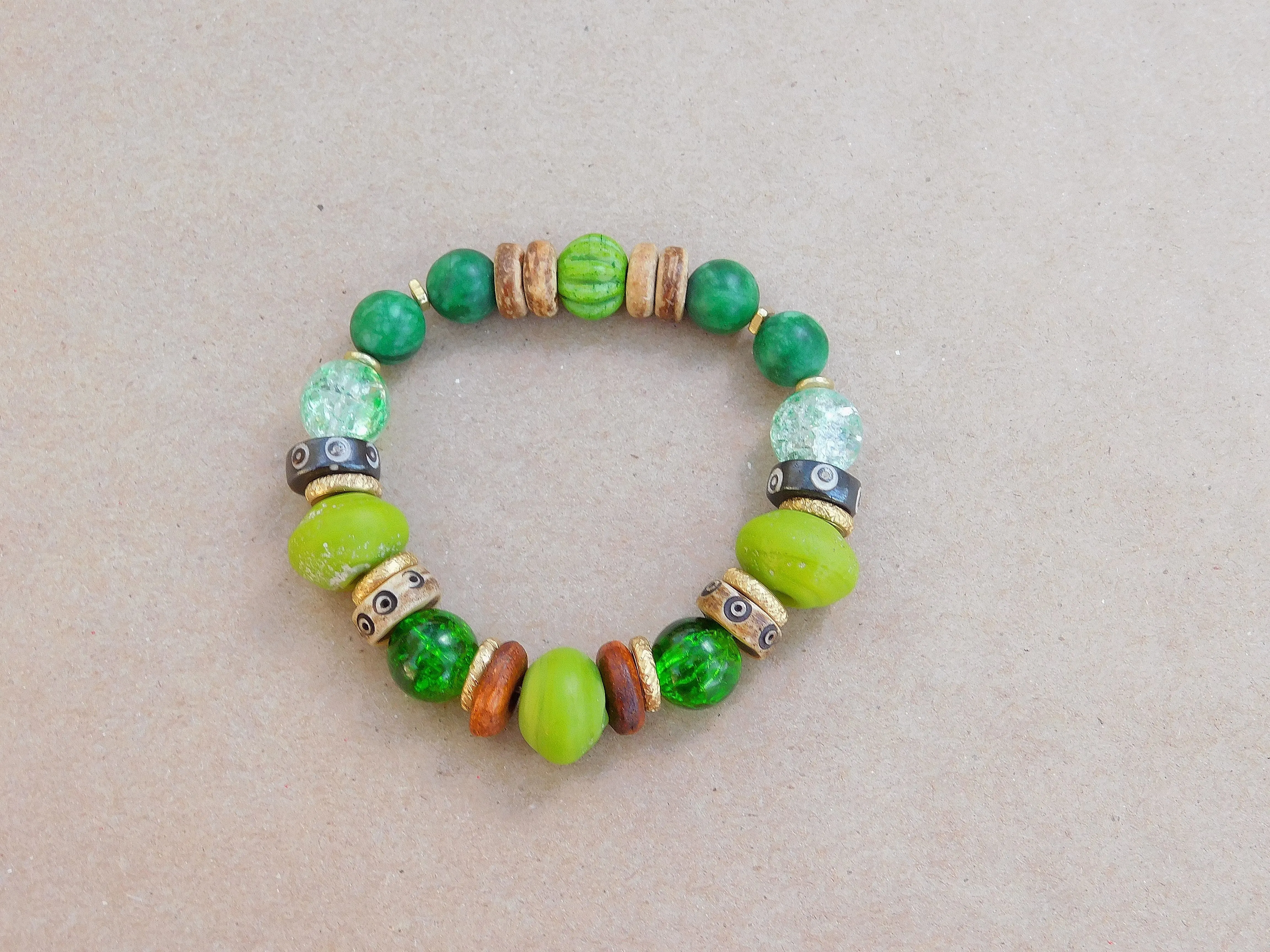 Multi Media Green Bracelet